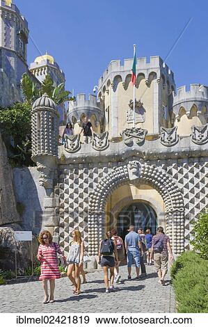 Entrance gate, Pena National Palace, Palacio Nacional da Pena, Sintra Cascais Natural Park, Grande Lisboa, Lisbon Region, Portugal, Europe View Large Photo Image Stock Photo - Entrance gate, Pena National Palace, Palacio Nacional da Pena, Sintra Cascais Natural Park, Grande Lisboa, Lisbon Region, Portugal, Europe. Fotosearch