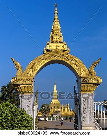 "Entrance gate to Phra That Luang, Golden Stupa, Vientiane, Vientiane Province, Laos, Asia" View Large Photo Image Stock Image - "Entrance gate to Phra That Luang, Golden Stupa, Vientiane, Vientiane Province, Laos, Asia". Fotosearch