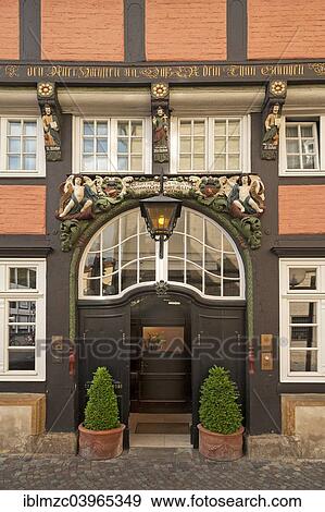 "Entrance of Haus Walhalla, with baroque timbered front, from 1690, oldest hotel in the city, Osnabruck, Lower Saxony, Germany, Europe" View Large Photo Image Stock Photo - "Entrance of Haus Walhalla, with baroque timbered front, from 1690, oldest hotel in the city, Osnabruck, Lower Saxony, Germany, Europe". Fotosearch