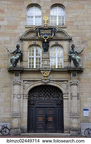 "Entrance of the former Royal Bavarian Regional Post Directorate, monumental building of Late Historicism, built 1905-06, now the University of Bamberg, Wilhelmstrasse 3, Bamberg, Upper Franconia, Bavaria, Germany, Europe, PublicGround, Europe" View Large Photo Image Picture - "Entrance of the former Royal Bavarian Regional Post Directorate, monumental building of Late Historicism, built 1905-06, now the University of Bamberg, Wilhelmstrasse 3, Bamberg, Upper Franconia, Bavaria, Germany, Europe, PublicGround, Europe". Fotosearch