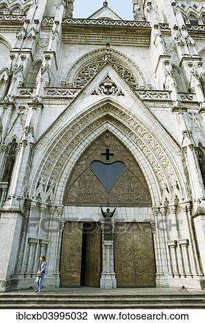 Stock Image - "Entrance portal, La Basilica, Basilica del Voto Nacional Church, Quito, Pichincha Province, Ecuador, South America". Fotosearch