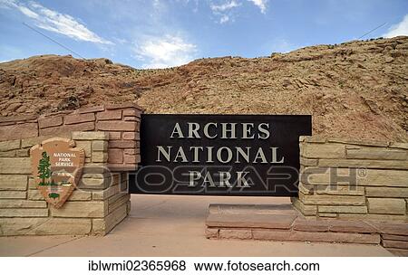 "Entrance sign to the Arches National Park, Moab, Utah, United States of America, USA" View Large Photo Image Stock Photo - "Entrance sign to the Arches National Park, Moab, Utah, United States of America, USA". Fotosearch