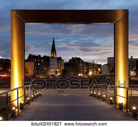 "Entrance to Kulturinsel, the cultural island in Phoenix Lake with views towards the Hoerde district at dusk, Dortmund, North Rhine-Westphalia, Germany, Europe, PublicGround, Europe" View Large Photo Image Stock Photo - "Entrance to Kulturinsel, the cultural island in Phoenix Lake with views towards the Hoerde district at dusk, Dortmund, North Rhine-Westphalia, Germany, Europe, PublicGround, Europe". Fotosearch