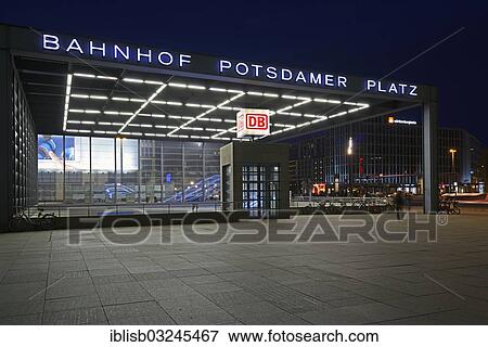 "Entrance to railway station Potsdamer Platz square, in the evening, Mitte, Berlin, Berlin, Germany, Europe" View Large Photo Image Stock Photo - "Entrance to railway station Potsdamer Platz square, in the evening, Mitte, Berlin, Berlin, Germany, Europe". Fotosearch