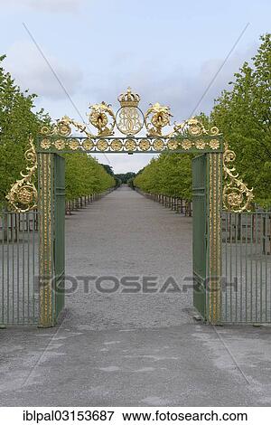 Stock Photo - "Entrance to the palace gardens, Drottningholm Palace, Stockholm, Stockholm County, Sweden, Europe". Fotosearch