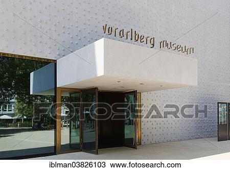 Stock Image - "Entrance to the Vorarlberg Museum, Bregenz, Vorarlberg, Austria, Europe". Fotosearch