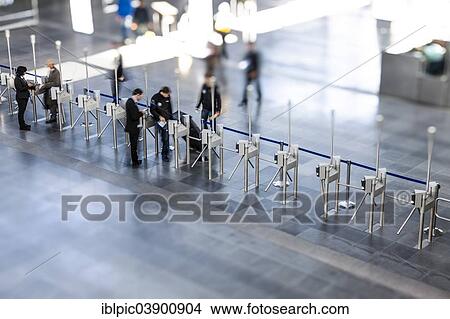 Picture - Entry control point with people. Fotosearch