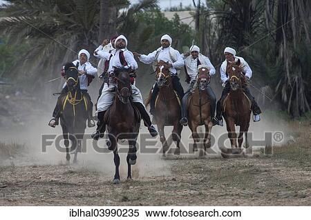 Stock Photography - "Equestrian games, Fantasia, Midoun, Djerba, Tunisia, Africa". Fotosearch