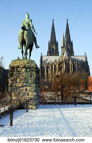 "Equestrian statue of Emperor Wilhelm II in the snow, in the back the Cologne Cathedral, Cologne, Rhineland, North Rhine-Westphalia, Germany, Europe" View Large Photo Image Stock Image - "Equestrian statue of Emperor Wilhelm II in the snow, in the back the Cologne Cathedral, Cologne, Rhineland, North Rhine-Westphalia, Germany, Europe". Fotosearch