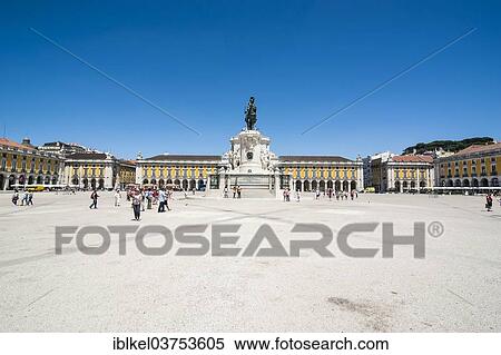 Stock Photography - "Equestrian statue of Joseph I of Portugal or King Jose I, on Praca do Comercio square, Lisbon, Lisbon District, Portugal, Europe". Fotosearch