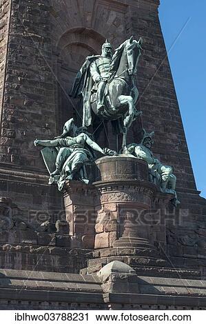 Stock Image - "Equestrian statue of Kaiser Wilhelm I, Kyffhaeuser memorial, sculptor Emil Hundrieser, Strasse der Monumente scenic route, Thuringia, Germany, Europe". Fotosearch