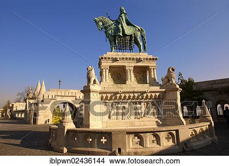 "Equestrian statue of King Istvan, Fisherman's Bastion, Castle District, Budapest, Hungary, Europe" View Large Photo Image Picture - "Equestrian statue of King Istvan, Fisherman's Bastion, Castle District, Budapest, Hungary, Europe". Fotosearch