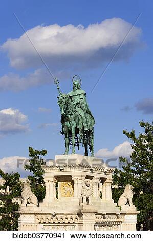 "Equestrian statue of King Stephen I, Fishermen's Bastion, Castle Hill, Budapest, Hungary, Europe" View Large Photo Image Stock Image - "Equestrian statue of King Stephen I, Fishermen's Bastion, Castle Hill, Budapest, Hungary, Europe". Fotosearch