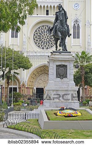 "Equestrian statue of Simon Bolivar at Parque Seminario, Parque Bolivar or Parque de las Iguanas, Iguana Park, Guayaquil, Ecuador, South America" View Large Photo Image Picture - "Equestrian statue of Simon Bolivar at Parque Seminario, Parque Bolivar or Parque de las Iguanas, Iguana Park, Guayaquil, Ecuador, South America". Fotosearch
