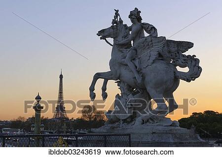 "Equestrian statue on the Place de la Concorde, Eiffel Tower, Tour Eiffel at back, Paris, Ile-de-France, France, Europe" View Large Photo Image Stock Photo - "Equestrian statue on the Place de la Concorde, Eiffel Tower, Tour Eiffel at back, Paris, Ile-de-France, France, Europe". Fotosearch