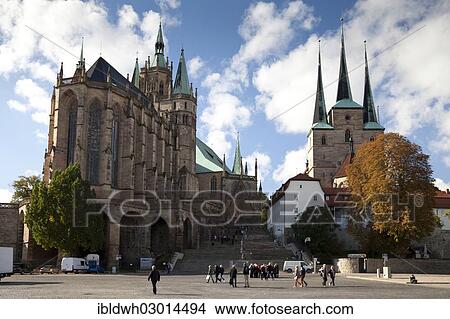 "Erfurt Cathedral and Severikirche Church, Domplatz square, Thuringer Becken, Erfurt, Thuringia, Germany, Europe" View Large Photo Image Picture - "Erfurt Cathedral and Severikirche Church, Domplatz square, Thuringer Becken, Erfurt, Thuringia, Germany, Europe". Fotosearch