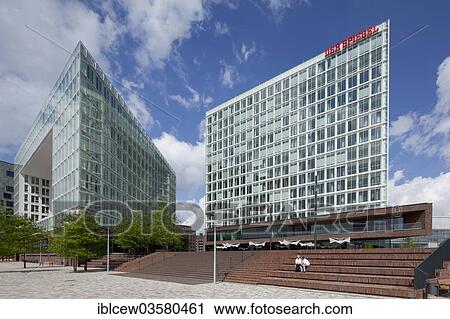 Stock Image - "Ericus-Contor building and Spiegel Publishing House building on Ericusspitze, HafenCity, Hamburg, Hamburg, Germany, Europe". Fotosearch
