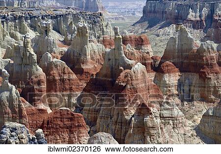 "Eroded hoodoos and rock formations discolored by minerals of Coal Mine Canyon, Coal Mine Mesa, Painted Desert, Hopi Reservation, Navajo Nation Reservation, Arizona, Southwest, United States of America, USA" View Large Photo Image Stock Photograph - "Eroded hoodoos and rock formations discolored by minerals of Coal Mine Canyon, Coal Mine Mesa, Painted Desert, Hopi Reservation, Navajo Nation Reservation, Arizona, Southwest, United States of America, USA". Fotosearch