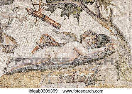 Stock Image - "Eros and Psyche, 3rd cent. A. C., Hatay Archaeology Museum, Antakya, Southwest Turkey, Turkey, Asia". Fotosearch