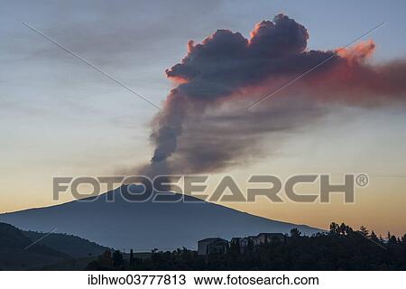 "Eruption column above the new southeast crater at sunrise, Mount Etna, at Cesaro, Sicily, Italy, Europe" View Large Photo Image Stock Image - "Eruption column above the new southeast crater at sunrise, Mount Etna, at Cesaro, Sicily, Italy, Europe". Fotosearch
