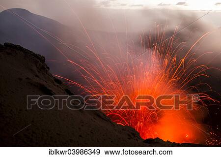 Stock Photo - "Eruption of Mount Yasur volcano, Tanna Island, Vanuatu, Oceania". Fotosearch