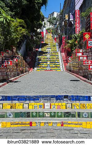 "Escadaria Selaron steps in Lapa, Rio de Janeiro, Brazil, South America" View Large Photo Image Stock Photo - "Escadaria Selaron steps in Lapa, Rio de Janeiro, Brazil, South America". Fotosearch