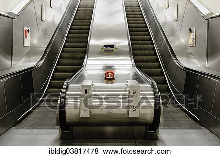 Stock Photo - "Escalator at an underground station, London, England, Great Britain". Fotosearch