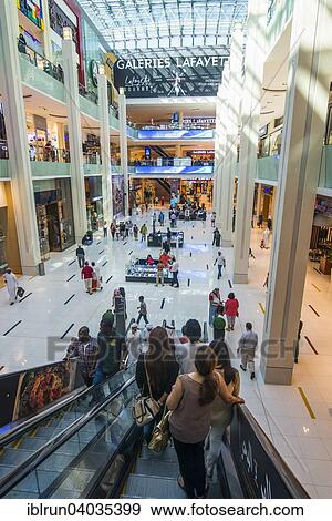 Stock Photo - "Escalator in the Dubai Mall, Dubai, United Arab Emirates, Asia". Fotosearch