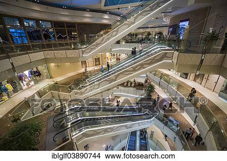 Picture - "Escalators in the IFC Mall, Pudong, Shanghai, China, Asia". Fotosearch