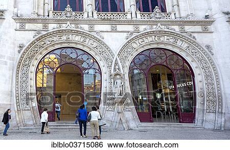 Stock Photograph - "Estacao de Caminhos de Ferro do Rossio, Lisbon Rossio Railway Station, entrance, Lisbon, Lisbon District, Portugal, Europe". Fotosearch