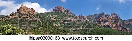 Stock Image - "Esterel Mountains, Alpes Maritimes, Cote d??Azur, Departement Var, Region Provence-Alpes-Cote d? ÇÖAzur, France, Europe". Fotosearch