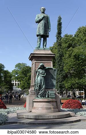 Stock Image - "Etelaesplanadi Esplanade, Johan Ludvig Runeberg monument, Helsinki, Uusimaa, Finland, Europe". Fotosearch