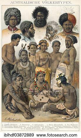 Stock Photo - "Ethnic groups of Oceania, indigenous Australians, historical illustration, 19th century". Fotosearch