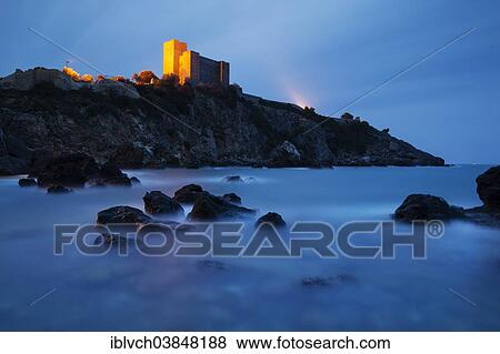 "Etruscan castle of Talamone at dusk, Orbetello, Tuscany, Italy, Europe" View Large Photo Image Stock Photo - "Etruscan castle of Talamone at dusk, Orbetello, Tuscany, Italy, Europe". Fotosearch