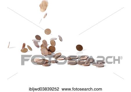 Stock Image - Euro cent coins falling. Fotosearch