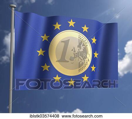 "Euro coin on EU Flag, Germany, Europe" View Large Photo Image Stock Photo - "Euro coin on EU Flag, Germany, Europe". Fotosearch