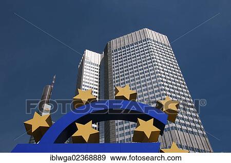 Stock Photo - "Euro sign, Eurotower, ECB, European Central Bank, Willy-Brandt-Platz square, financial district, Frankfurt am Main, Hesse, Germany, Europe, PublicGround, Europe". Fotosearch