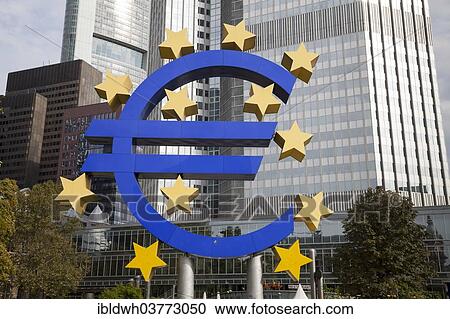 "Euro sign in front of the European Central Bank, Frankfurt, Hesse, Germany, Europe" View Large Photo Image Stock Image - "Euro sign in front of the European Central Bank, Frankfurt, Hesse, Germany, Europe". Fotosearch