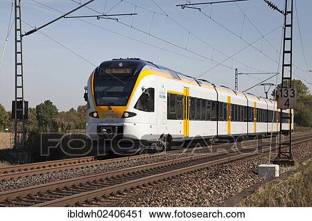 Stock Image - "Eurobahn regional train, Kamen, Ruhr area, North Rhine-Westphalia, Germany, Europe, PublicGround, Europe". Fotosearch
