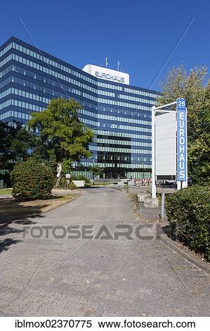 Stock Photography - "Eurohaus office building, Lyoner Strasse street, Niederrad business district, Frankfurt am Main, Hesse, Germany, Europe, PublicGround, Europe". Fotosearch