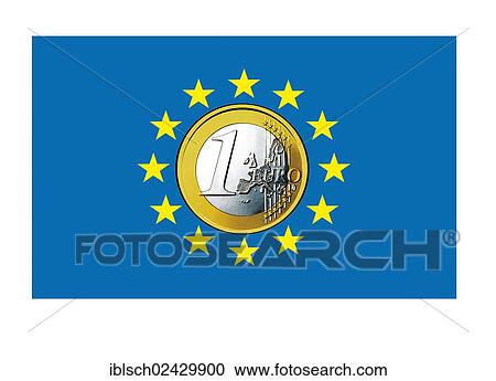 European flag with a one euro coin in its centre View Large Photo Image Stock Image - European flag with a one euro coin in its centre. Fotosearch