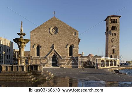 "Evangelismos Church in the morning light, new town, Rhodes, Rhodos Island, Dodecanese, Greece, Europe" View Large Photo Image Stock Photo - "Evangelismos Church in the morning light, new town, Rhodes, Rhodos Island, Dodecanese, Greece, Europe". Fotosearch