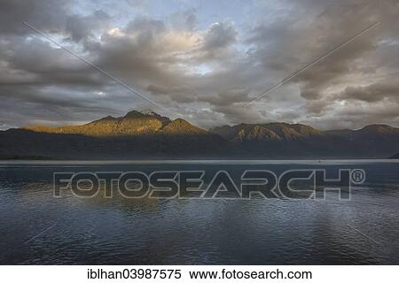 Stock Photography - "Evening atmosphere by the sea, Hornopiren, Los Lagos Region, Chile, South America". Fotosearch
