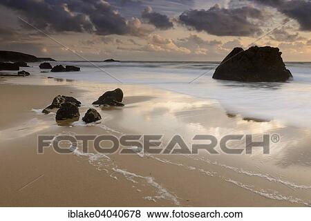 "Evening atmosphere on the beach, Quiberon Peninsula, Wild Coast, Brittany, France, Europe" View Large Photo Image Stock Photo - "Evening atmosphere on the beach, Quiberon Peninsula, Wild Coast, Brittany, France, Europe". Fotosearch