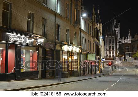 Evening in Upper Kirkgate with shops and pubs, Aberdeen, Scotland, United Kingdom, Europe View Large Photo Image Stock Photograph - Evening in Upper Kirkgate with shops and pubs, Aberdeen, Scotland, United Kingdom, Europe. Fotosearch