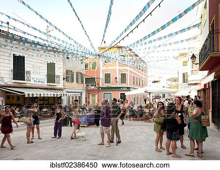 "Evening market in Es Mercadal, Menorca, Balearic Islands, Spain, Southern Europe, Europe" View Large Photo Image Stock Image - "Evening market in Es Mercadal, Menorca, Balearic Islands, Spain, Southern Europe, Europe". Fotosearch
