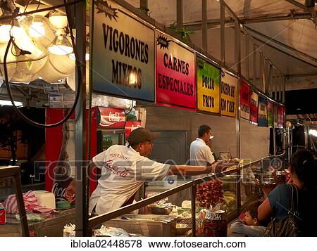 Stock Photo - "Evening market scene, Mercado Central, San Jose, Costa Rica, Central America, North America". Fotosearch