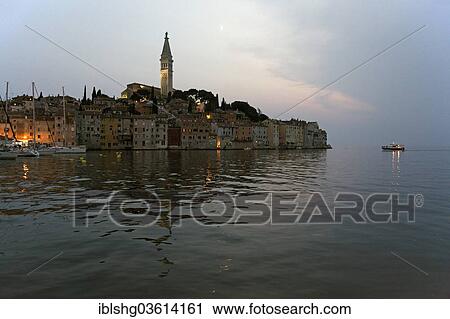 "Evening mood at the sea, historic centre, Rovinj, Istria, Croatia, Europe" View Large Photo Image Stock Image - "Evening mood at the sea, historic centre, Rovinj, Istria, Croatia, Europe". Fotosearch