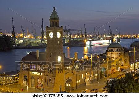 "Evening mood at the St. Pauli Landing Bridges, harbour, Hamburg, Germany, Europe" View Large Photo Image Stock Photography - "Evening mood at the St. Pauli Landing Bridges, harbour, Hamburg, Germany, Europe". Fotosearch