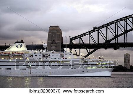 "Evening mood, cruise ship in front of the Pylon Lookout of the Sydney Harbour Bridge, Sydney, New South Wales, NSW, Australia, Oceania" View Large Photo Image Stock Image - "Evening mood, cruise ship in front of the Pylon Lookout of the Sydney Harbour Bridge, Sydney, New South Wales, NSW, Australia, Oceania". Fotosearch